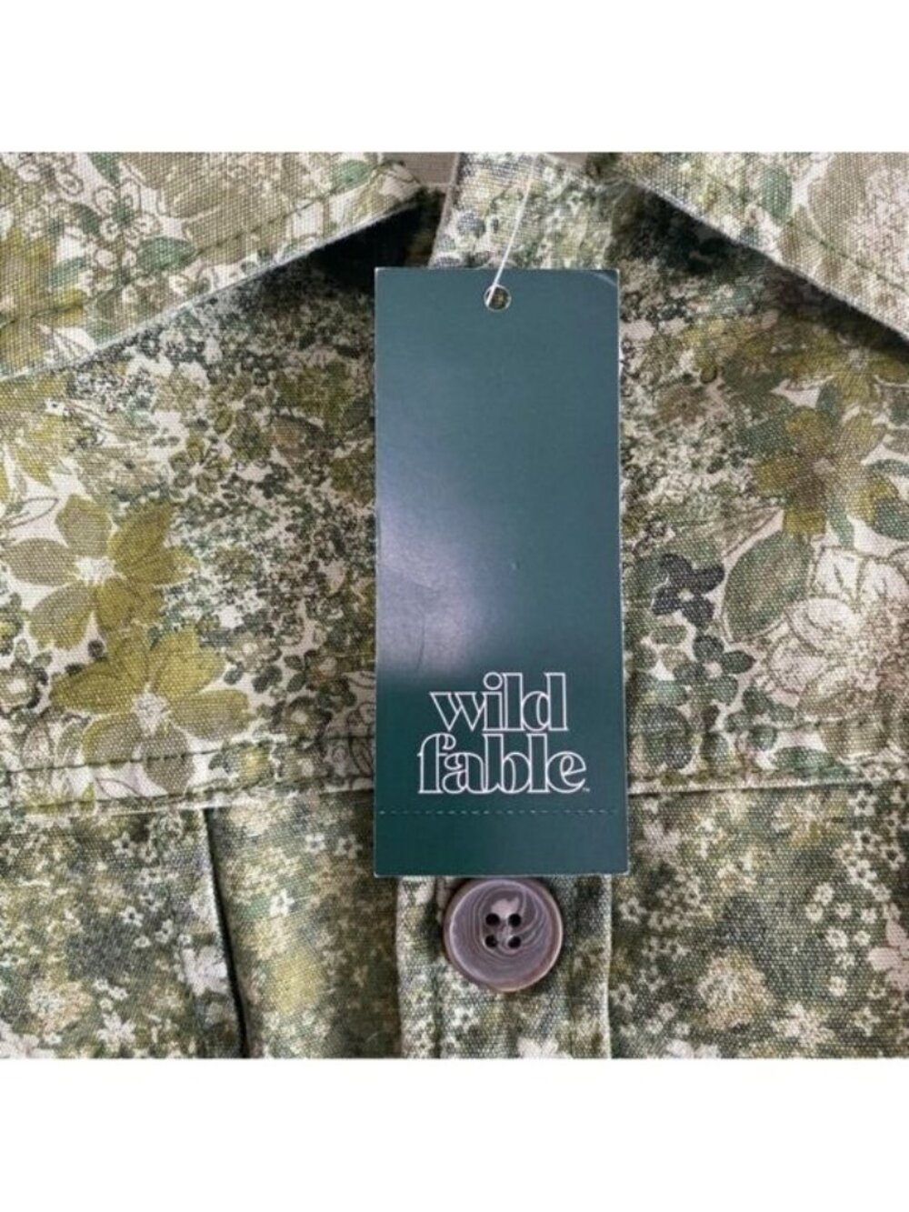 Wild Fable Cropped Floral Jacket Small New Women's Green Cotton Spring Layering - Picture 2 of 13